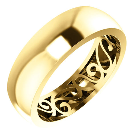 14k Yellow Gold 6mm Paisley Design Band Size 7