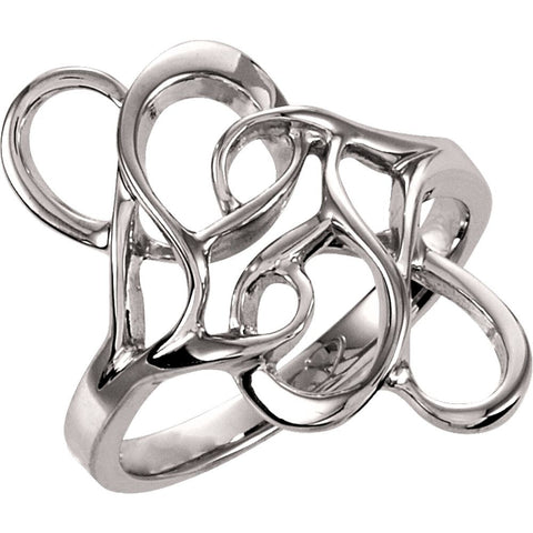 14k White Gold Freeform Ring , Size 6