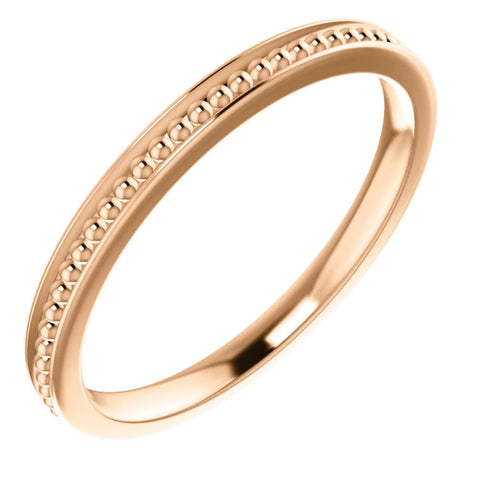 14k Rose Gold Stackable Bead Ring Size 7