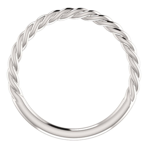 14k White Gold Rope Design Band, Size 7