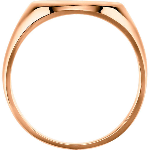 14k Rose Gold 5545 9x11mm Solid Oval Signet Ring, Size 7