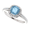 Platinum Sky Blue Topaz & 1/3 CTW Diamond Engagement Ring, Size 7