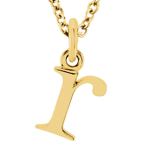 14k Yellow Gold "r" Lowercase Initial 16" Necklace