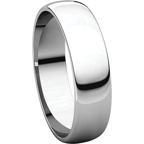 10k White Gold 5mm Half Round Light Band, Size 9