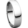 10k White Gold 5mm Half Round Light Band, Size 9