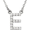 1/6 CTTW Diamond Initial 'E' Necklace in 14k White Gold ( 16-1/4 Inch )