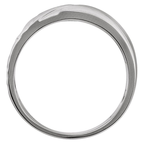 14k White Gold 11.5mm Hammered Ring Size 10