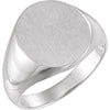 18.00X16.00 mm Men's Solid Oval Signet Ring with Brush Finished Top in 10k White Gold ( Size 10 )