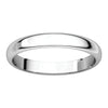 10k White Gold 3mm Half Round Band, Size 8