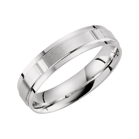 10k White Gold 5mm Lightweight Patterned Band Size 10