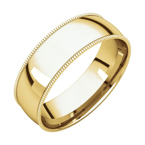 14k Yellow Gold 6mm Light Comfort Fit Milgrain Band , Size 12