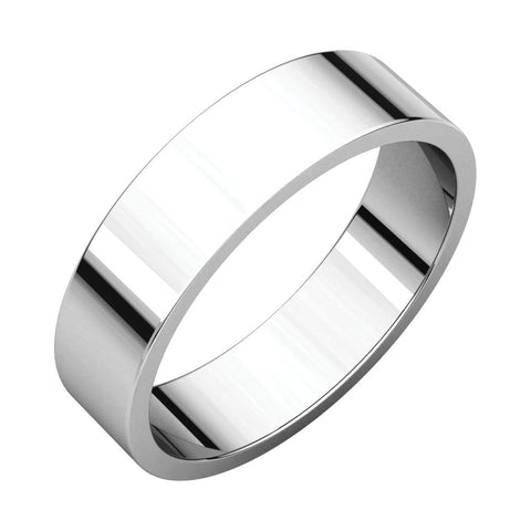 10k White Gold 5mm Flat Band, Size 10