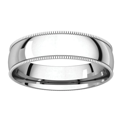 Sterling Silver 5mm Light Comfort Fit Milgrain Band , Size 12