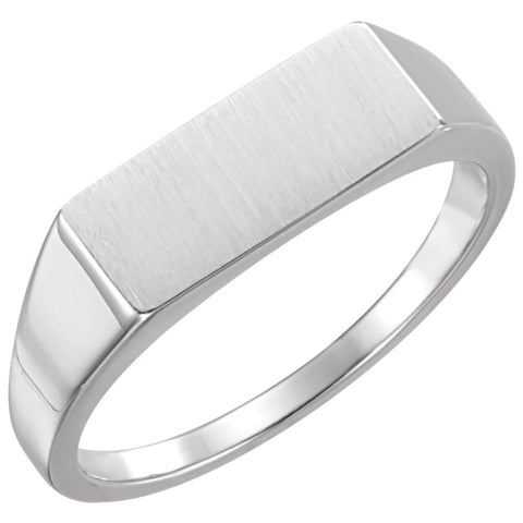 14k White Gold Men's Rectangle Signet Ring, Size 11