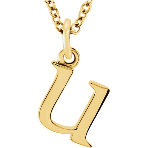 14k Yellow Gold "u" Lowercase Initial 16" Necklace