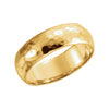 14k Yellow Gold 6mm Half Round Hammer Finish Wedding Band for Men, Size 11