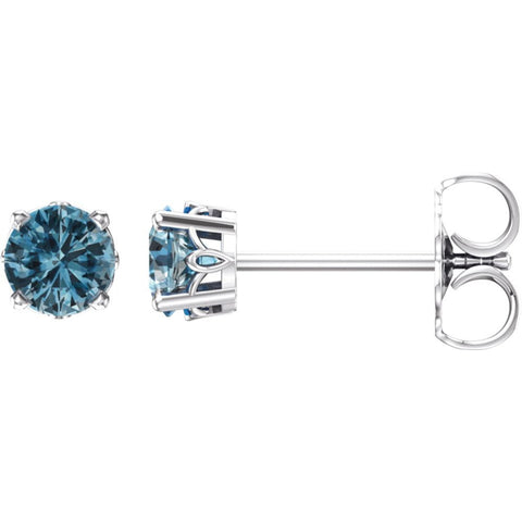 14k White Gold Swiss Blue Topaz 4-Prong Scroll Setting® Stud Earrings