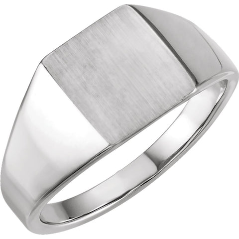 14k White Gold Signet Ring, Size 11