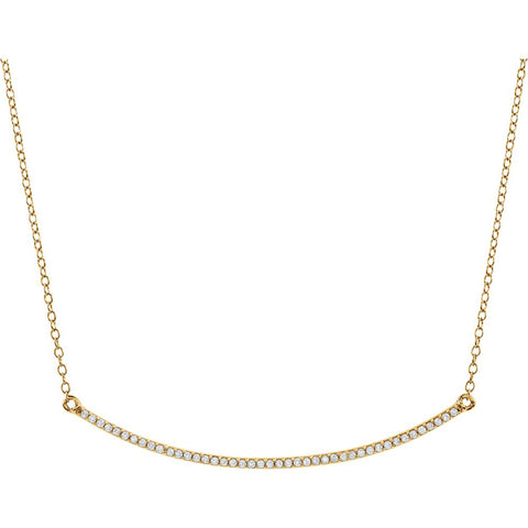 14k Yellow Gold 1/6 CTW Diamond Bar 16-18" Necklace