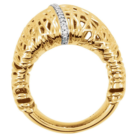 14k Yellow Gold 1/6 CTW Diamond Nest Design Ring, Size 7