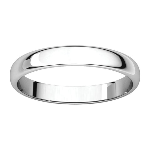 10k White Gold 3mm Half Round Light Band, Size 6