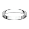 10k White Gold 3mm Half Round Light Band, Size 6