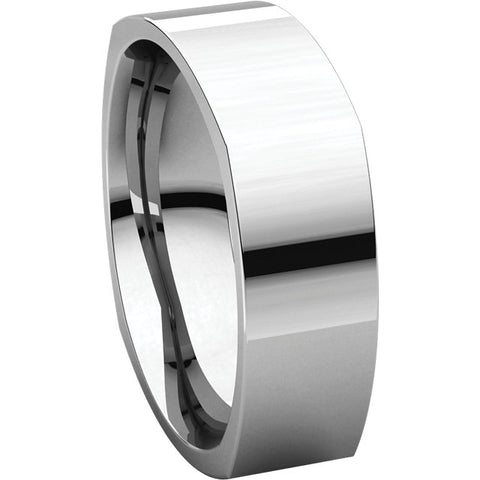 14k White Gold 6mm Square Comfort Fit Band, Size 6