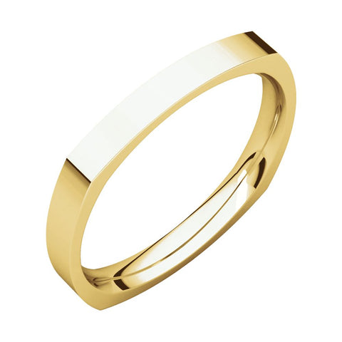 14k Yellow Gold 2.5mm Square Comfort Fit Band, Size 6.5