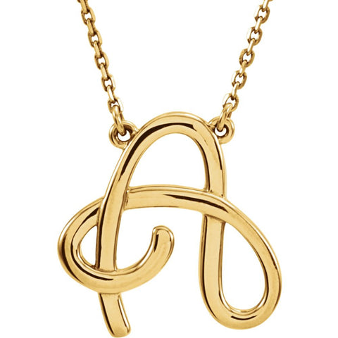 14k Yellow Gold "A" Script Initial 16" Necklace