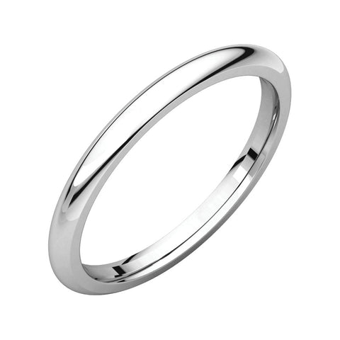 10k White Gold 2mm Comfort Fit Band, Size 7