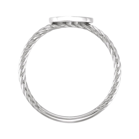 Continuum Sterling Silver Heart Engravable Rope Ring, Size 7