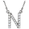 1/6 CTTW Diamond Initial Necklace with Initial 'N' in 14k White Gold ( 16-1/4 Inch )