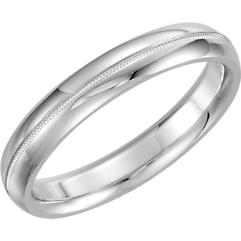 14k White Gold 4mm Comfort Fit Milgrain Band Size 7