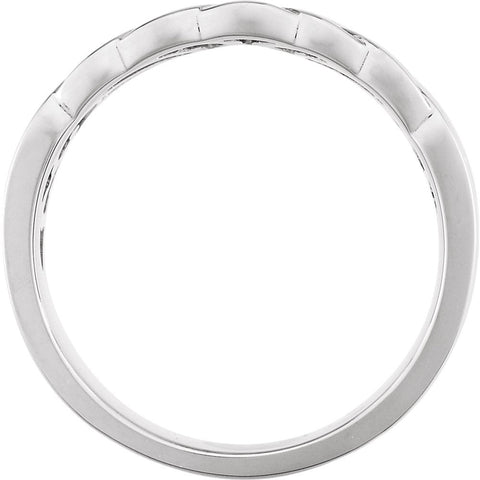 14k White Gold Fancy Band, Size 6