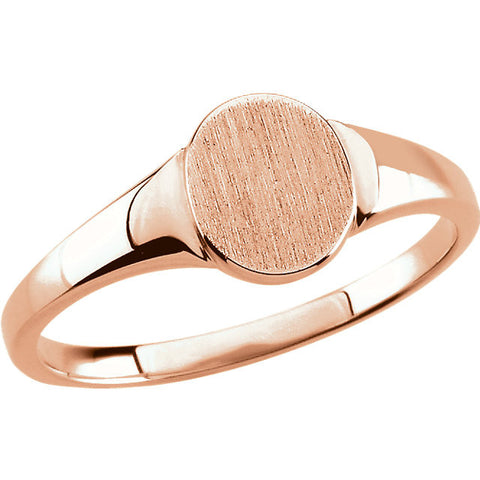 14k Rose Gold 7x6mm Solid Oval Signet Ring, Size 7