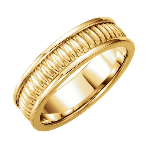 14k Yellow Gold 7mm Design Band Size 8