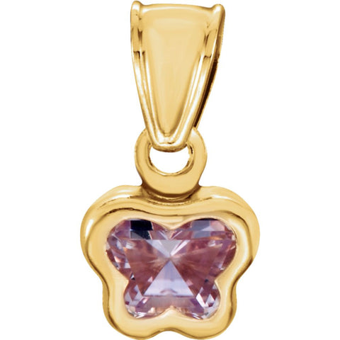 14k Yellow Gold June CZ Birthstone Pendant