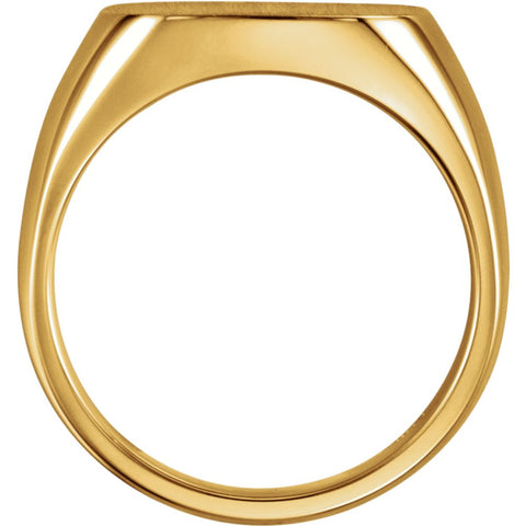 14k Yellow Gold 10mm Men's Solid Signet Ring , Size 11