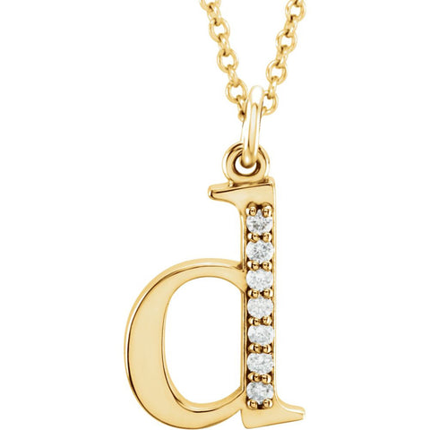 14k Yellow Gold .04 CTW Diamond Lowercase Letter "d" Initial 16" Necklace