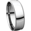 14k White Gold 6mm Light Comfort Fit Milgrain Band , Size 13