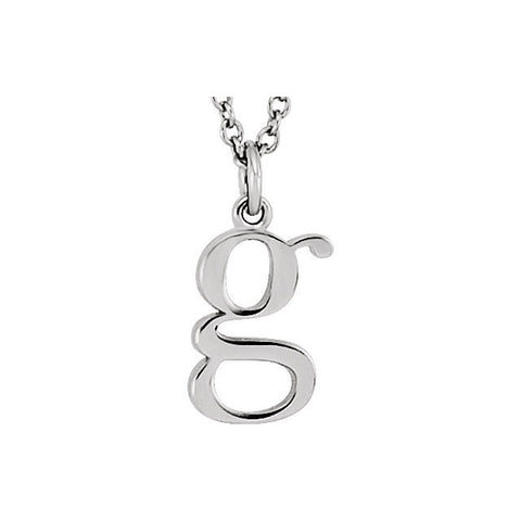 14k White Gold "g" Lowercase Initial 16" Necklace