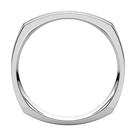 14k White Gold 2.5mm Square Comfort Fit Band, Size 11