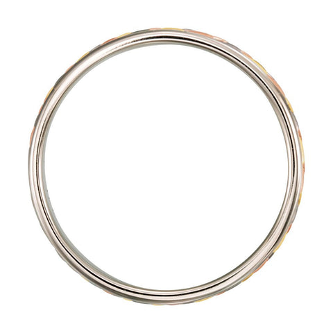 14K White & Yellow & Rose Gold 6mm Hand-Woven Milgrain Band Size 10