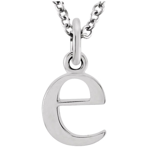 14k White Gold "e" Lowercase Initial 16" Necklace