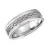 Bridal Duo 07.50 mm Hand Woven Comfort-Fit Wedding Band Ring for Men in 14k White Gold (Size 10 )