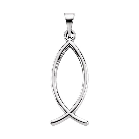 10k White Gold 21x7.5mm Ichthus (Fish) Pendant