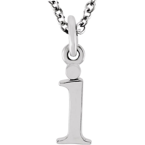 14k White Gold "i" Lowercase Initial 16" Necklace