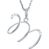 0.03 CTW Diamond 18 Inch Necklace with initial 'M' in Sterling Silver