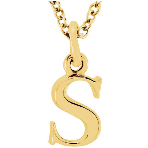 14k Yellow Gold "s" Lowercase Initial 16" Necklace