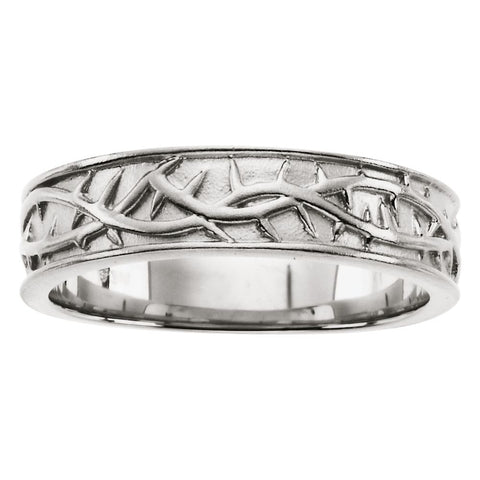 Sterling Silver Thorn Design Band, Size 11